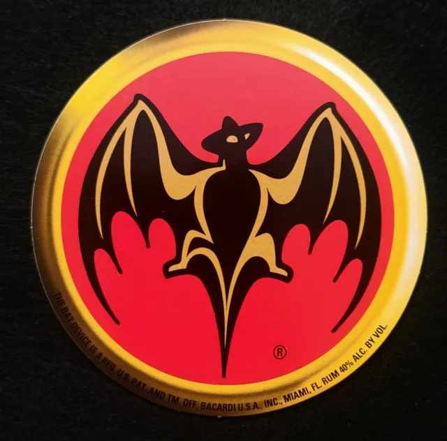 Bacardi Rum Sticker "The Bat" 4 Inch Round Shinny Look