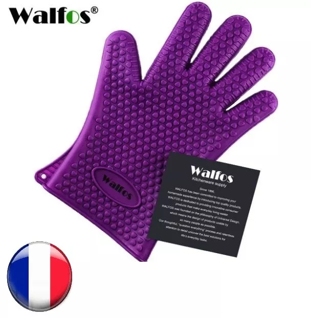 Gant de cuisson 100% silicone manique isolant non toxique  - Violet ou noir