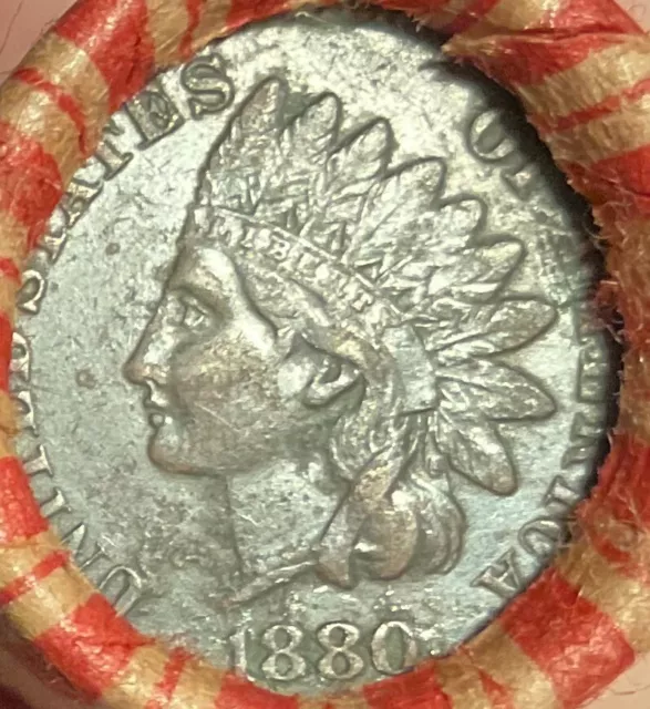 Wheat Penny Roll of Older Cents Crimped Sealed w/ High Grade 1880 Indian Head 36