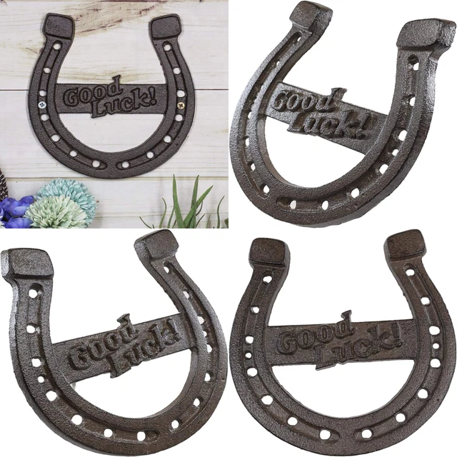 WAIU Horseshoe Metal Wall Art Décor with Cowboy, Western Rustic Style Horse Shoe