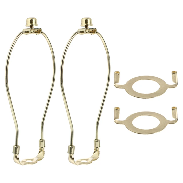2 piezas Soporte de sombra Lámpara de piso de hierro Soporte de arpa Lámpara de mesa Soporte de arpa Dorado