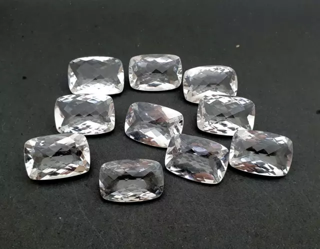 Naturel Rock Cristal Quartz Coussin Checker Coupe Gemme 4 Pièces 21x30 MM 210 CT