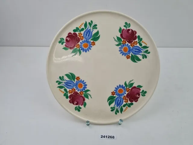 Tortenteller Ostfriesische Rose Blumen Handgemalt Keramik DDR Torgau #241268