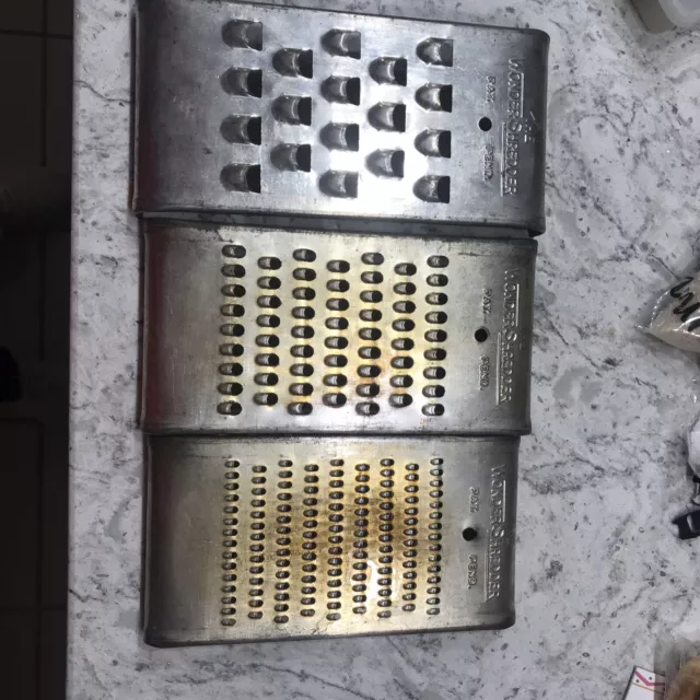 (Set Of 3) Vintage Graters Trade Mark THE WONDER SHREDDER 1930’s, Fine, Med & Lg