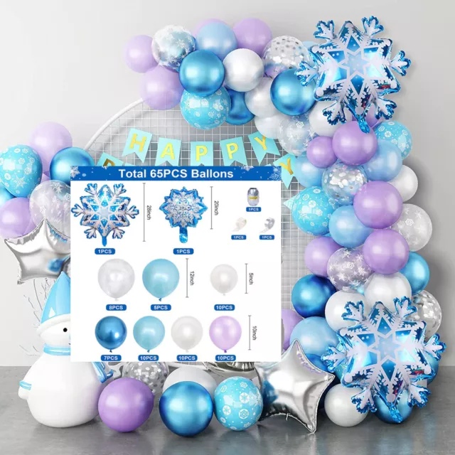 Frozen Party Decoration Girl Elsa Birthday Snowflake Balloon Arch Garland Kit