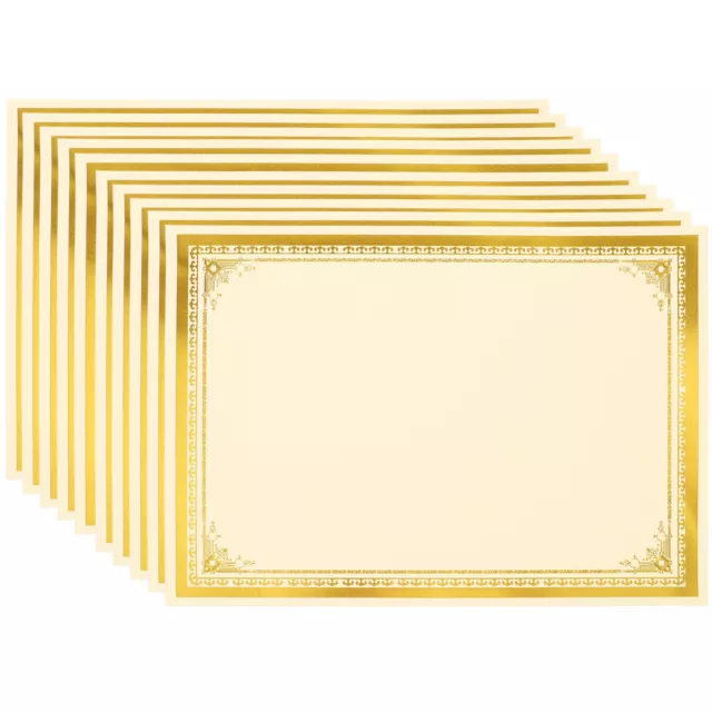 10pcs A4 Blank Certificate Paper with Gold Foil Border for Awards & Graduation