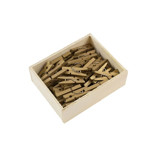 JAM Paper Wood Clip Clothespins Small 7/8 Inch Gold Clothes Pins 230726889