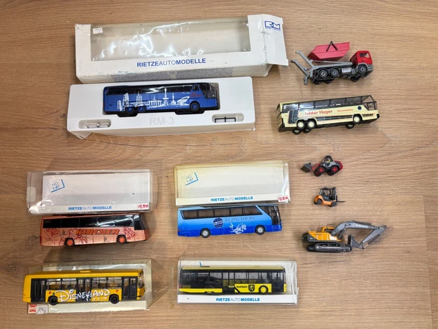 FAHRZEUG KONVOLUT H0 Rietze Bus Busch Renault Volvo Bagger LKW HO ...