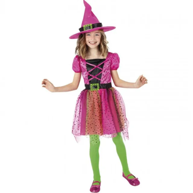 Costume di carnevale per bambina travestimento strega abito bimba da 3 a 8 anni