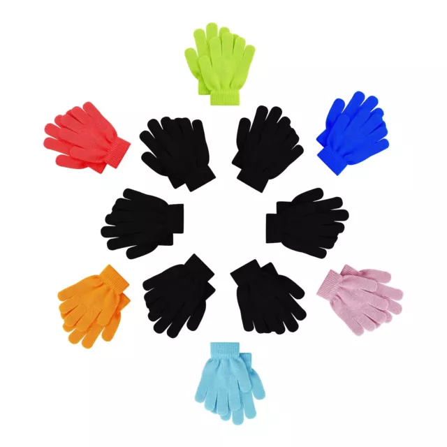 12 Pairs Kids Winter Gloves, Warm Cute Colorful Stretchy for Boys Girls Age 2-6