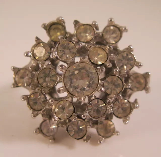 Vtg PARK LANE Snowflake Rhinestone Silver Tone Ring Size 5.75 Costume Jewelry