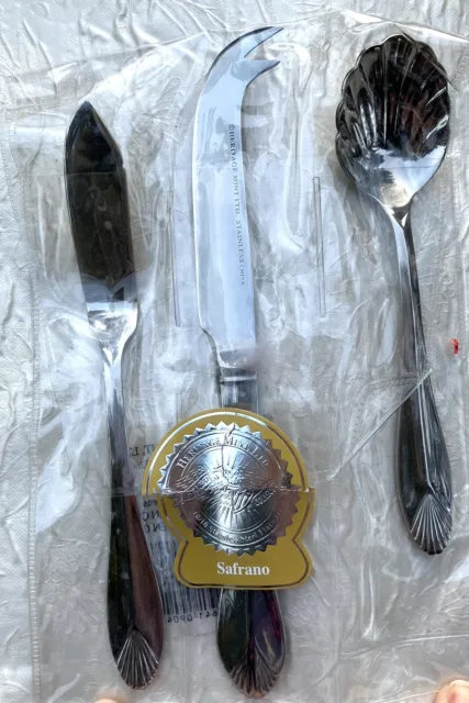 Juego de 3 aperitivos de entretenimiento Heritage Mint Safrano de 3 piezas utensilios de acero inoxidable