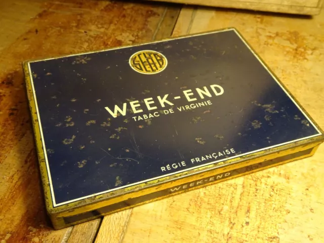 Ancienne Boite Cigarettes "Week-End" Tabac US SEITA en tole lithographiée TBE