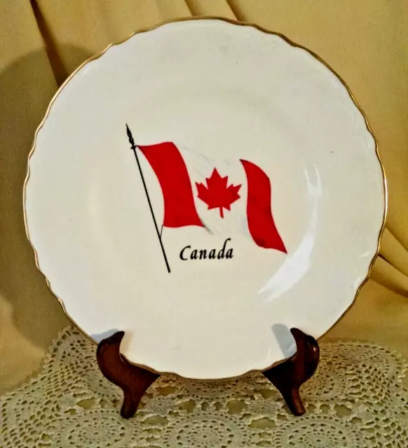 Canada Plate Flag Maple Leaf Hunnisett & Edmonds 22K Gold Trim Canadian Flag.