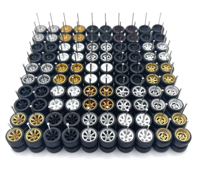 Hot Wheels 10x Sets Random MIX Real Rider Wheels w/ Rubber Tires Sets for 1/64