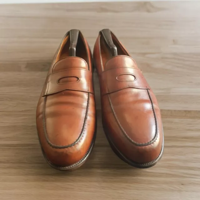 John Lobb Lopez Penny Loafers Shoes Brown Leather Sz 9.5