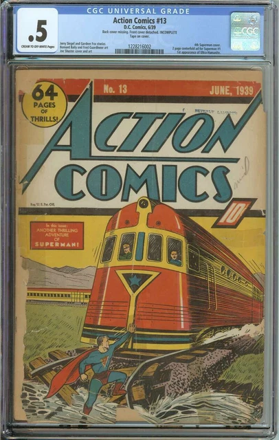 Action Comics #13 Cgc 0.5 Cr/Ow Pages // 4Th Superman Cover 1939