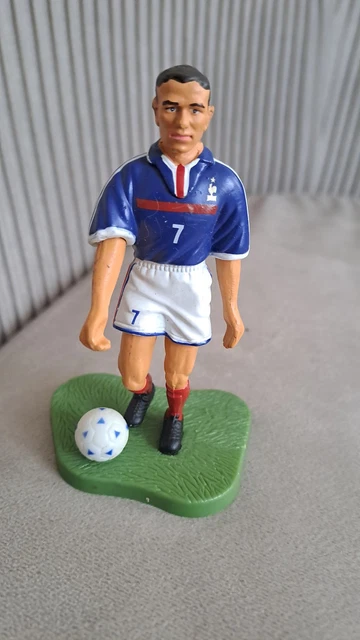 Figurine joueur baby foot maillot bleu metal vintage very used player jeu café | Australia