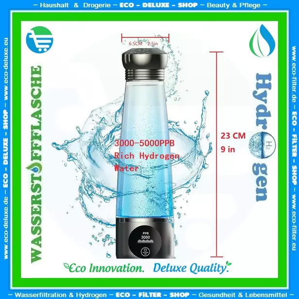 Wasserstoffgenerator 270ml 💧 Hydrogen Wasserflasche mit Membrane 💧 H2 Wasser