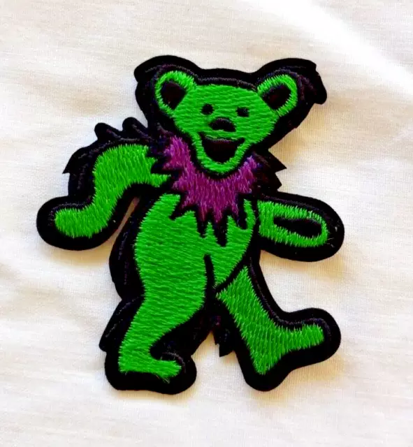 Grateful Dead Dancing Bear Green  Sew On /Iron On Embroidered  Patch 2" x 2"