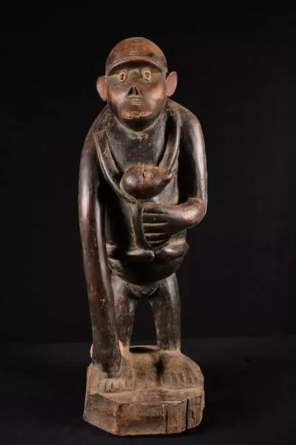 18042 Afrikanische Alte Bulu Affe Figur / Figure Kamerun