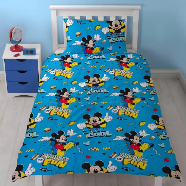 Mickey Mouse Réversible Simple Housse de Couette avec Taie D'Oreiller