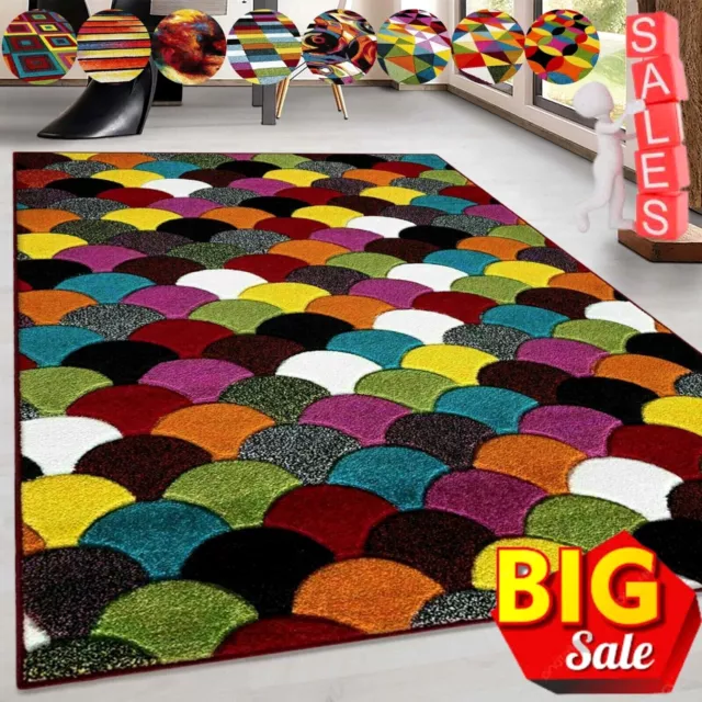 Stylish Modern Design Multi Soft Large Area Rug Living Room Floor Bedroom Carpet