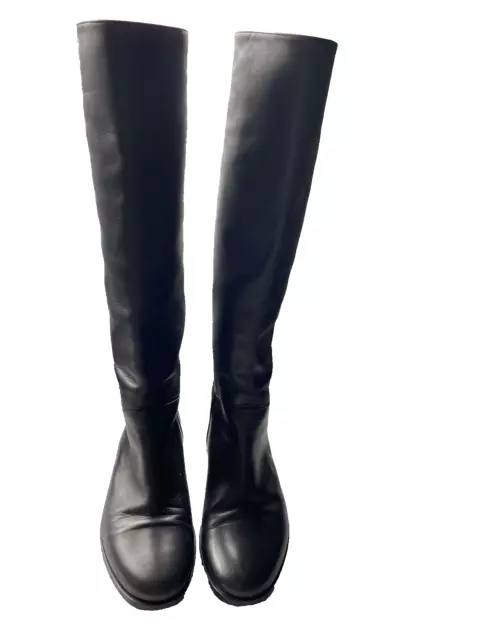 Lanvin Black Leather Pull On Knee High Boots Round Toe Riding Boots Size 39 US 9 3