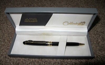 VINTAGE COLIBRI OF LONDON CHISELLED GREY CHROME TRIM BALLPOINT PEN-BLUE INK. 
