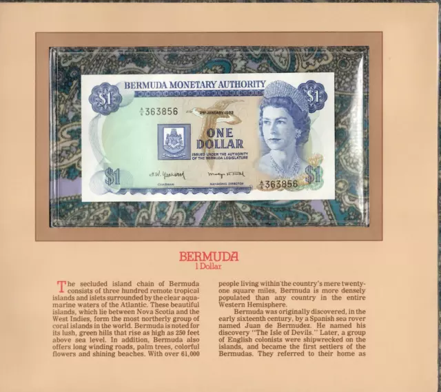 Most Treasured Banknotes Bermuda 1982 1 Dollar P-28b.3 UNC A/6 363856