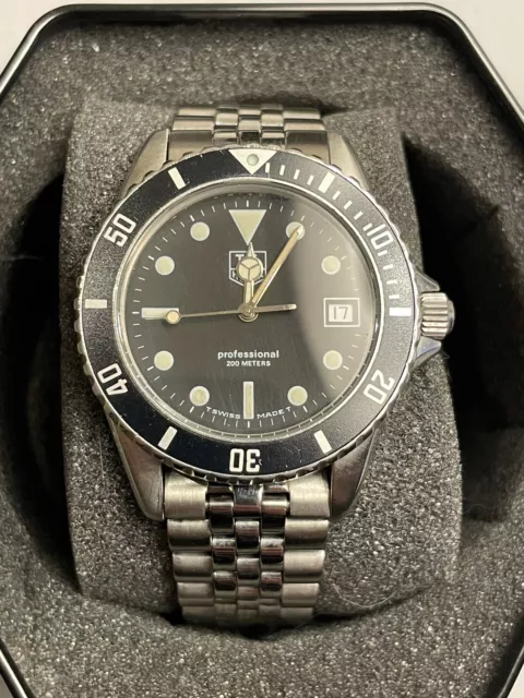 Vintage Tag Heuer Black 1000 dial 980.013B steel mens Swiss quartz watch