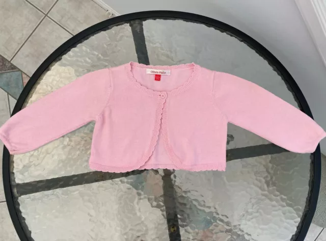 Size 1 Baby Girls Pale Pink Bolero Cardigan Long Sleeve Button at Front Rib Edge