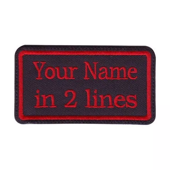 Rectangular 2 Line Custom Embroidered Biker SEW ON  Name Tag PATCH (BRR)