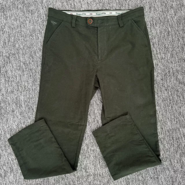 Hoggs of Fife Moleskin Trousers Mens W34 L29 Green Carrick Stretch Tech Cotton