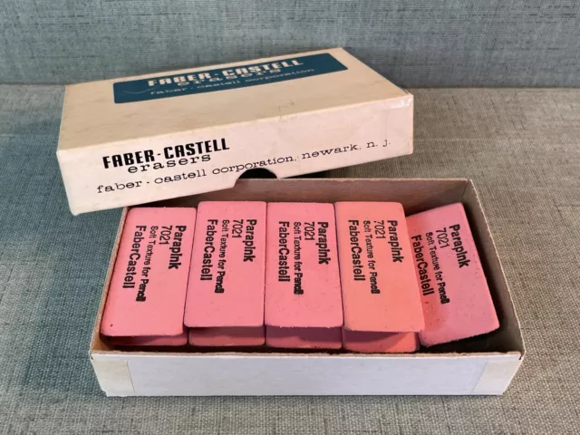 Vintage Box of Faber Castell Pencil Erasers 7021 Para Pink - Missing 1 Eraser