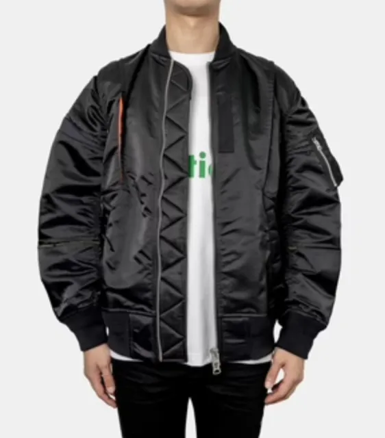 Sacai Men's Nylon Twill Blouson Black Bomber Jacket Size: 4