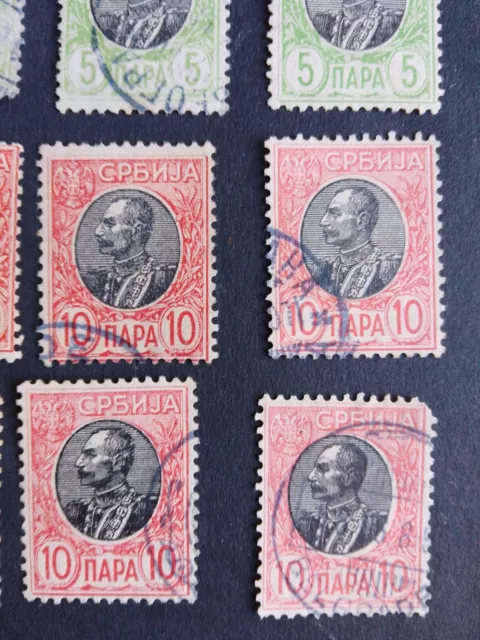 Serbia Early Issue Fine Used Lot of 16 stamps, 5 para and 1O para 2