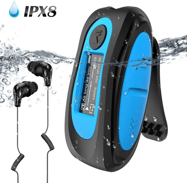 AGPTEK IPX8 Waterproof Mp3 Player with Screen Multi Functional Clip Music Player