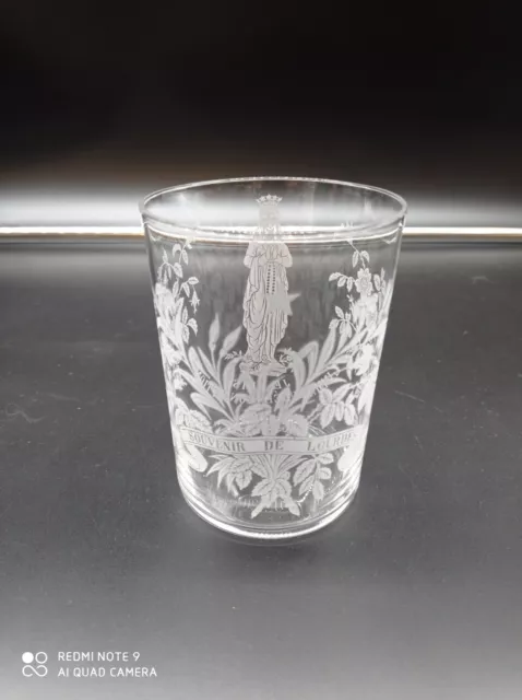 Verre gobelet de curiste en cristal de Saint-Louis, Baccarat souvenir de Lourdes