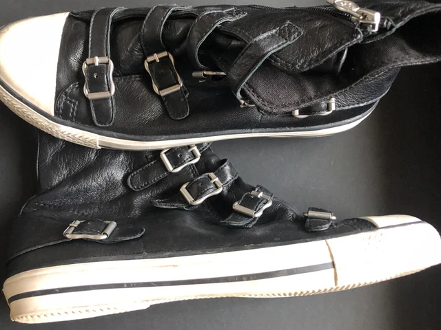 ASH VIRGIN BUCKLE Trainers Navy Leather Baseball Boots Size 5 29.00 PicClick UK