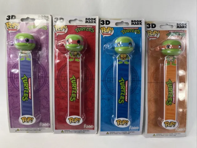 Funko Pop Bookmarks TMNT Lot of 4 3D Book Mark 1 open 3 sealed