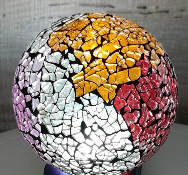 CRACKLE GLASS SHADE Globe BALL Lamp MINI Light 1 1/4" Fitter 3 1/2" DIA. ORANGE