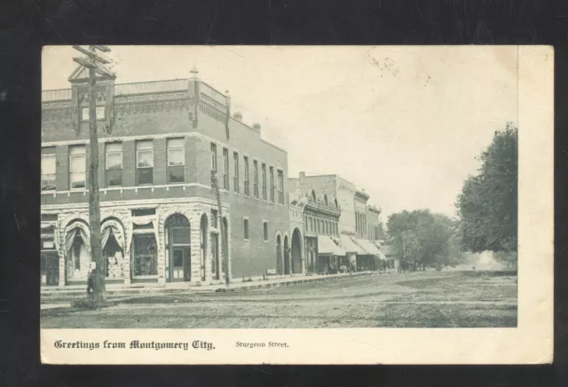 Montgomery City Missouri Downtown Street Scene Mo. Vintage Postcard 1909