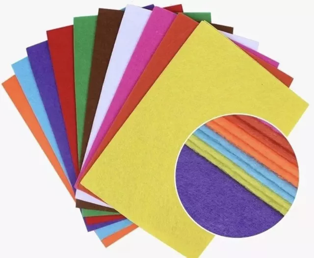 Pack of 20 A4 Felt Fabric Sheets for Arts and Crafts, Assorted Colours UK