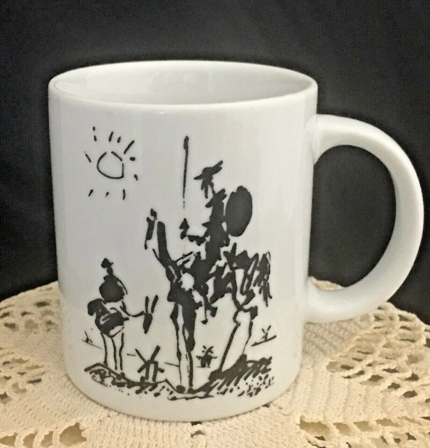 Vintage Pablo Picasso white 11 Oz. mug black print of Don Quixote 1999 Spain Vintage Pablo Picasso white 11 Oz. mug black print of Don Quixote 1999 Spain