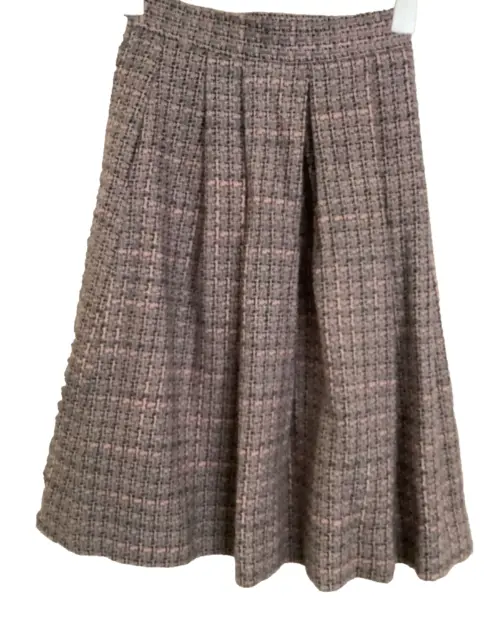Vintage PERRUZZA Sportswear Virgin WOOL Skirt Sz 8 Pink Grey