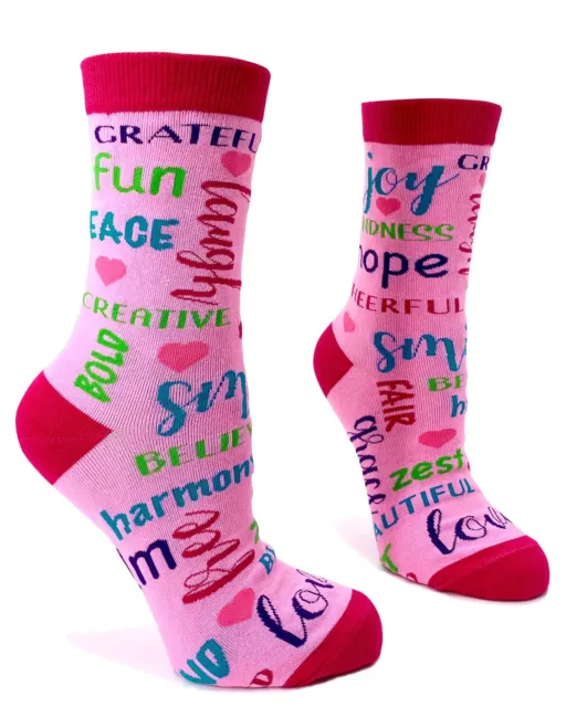 Fabdaz Positivity Words Positive Message Colorful Women's Novelty Crew Socks