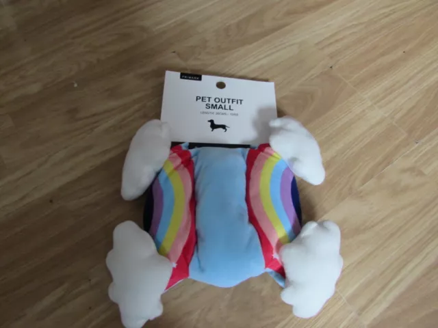 Novelty Rainbow Themed Padded Doggy Outfit By Primark For Small Dog Size