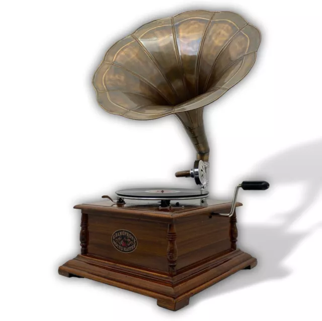 Gramophone avec pavillon pour disque 78 tours style antique R03