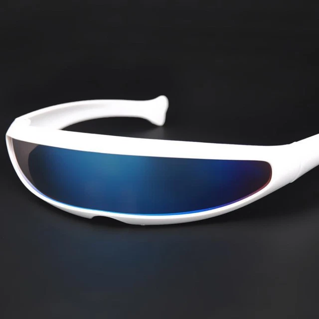 Colored Mirror Lens Monolens Cyclops Robotic Futuristic Narrow Punk Sunglasses
